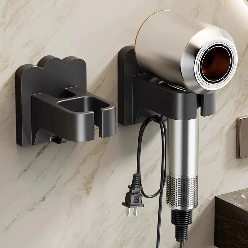 1pc Wall-Mounted Hair Dryer Holder,Space-Saving,No Drilling Required,Easy Installation,Compatible with Various Hair Dryer Models