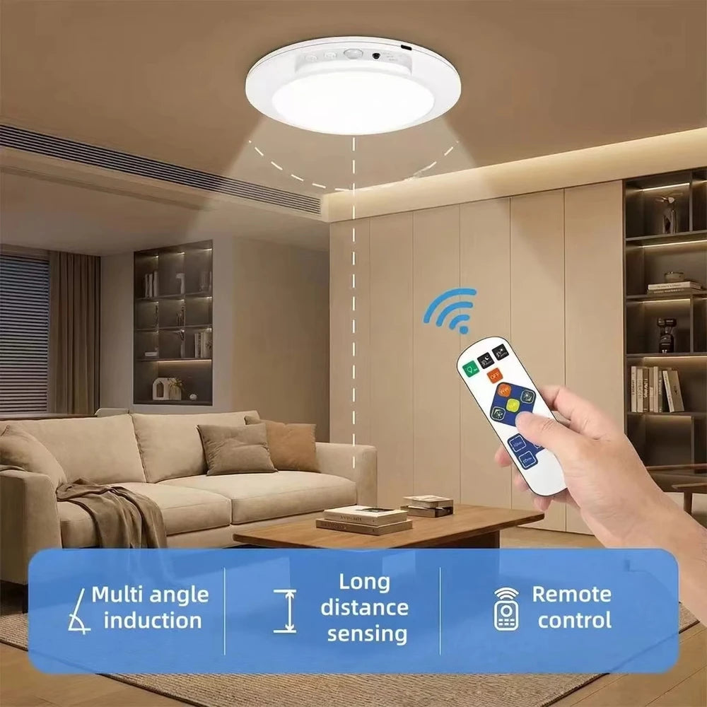 Motion Sensor Ceiling Light Usb Type-c Rechargeable Magnetic Lamp Wireless Wall Lamp Remote Led Night Light For Kitchen Coatroom