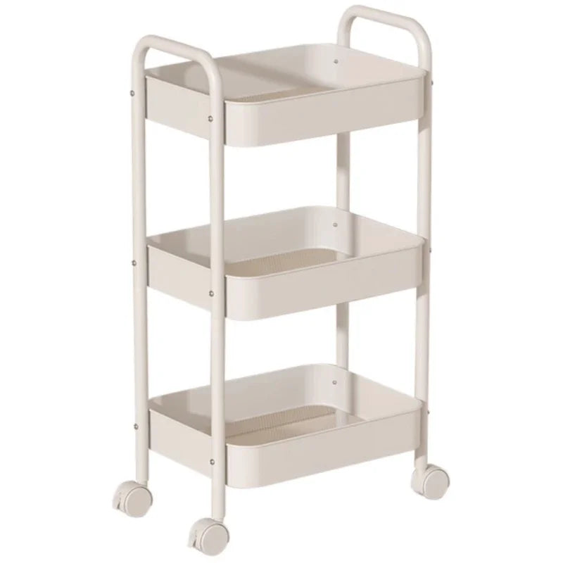 Heavy Duty Rolling Storage Cart Carbon Steel Mobile Organizer for Living Room Kitchen Space Saving Baby Toy & Snack Shelf